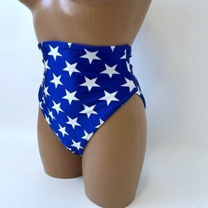 Blue Star High-Waisted Bikini Bottom